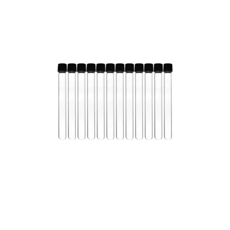 Borosilicate 3.3 glass test tube with plastic screw cap for sample storage and chemical testing