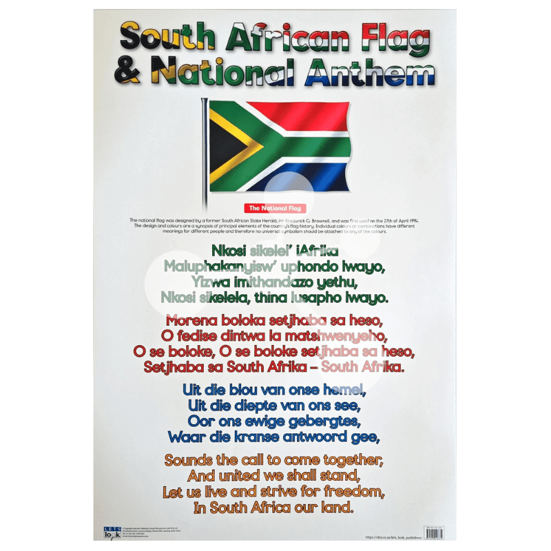 South African Flag and National Anthem Wall Chart