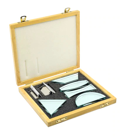 Glass Prisms and Lens Set, 7 Pcs - Wooden Storage Box
