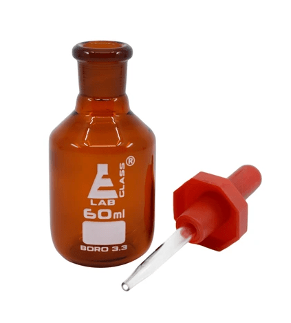 Laboratory dropper bottle amber glass