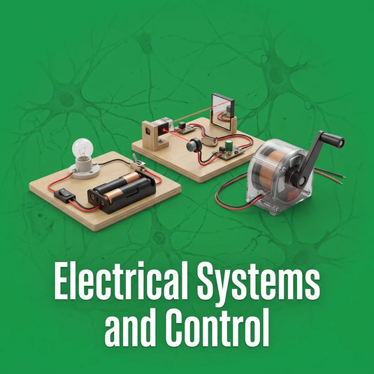 Circuit boards with a lamp, a battery holder and a hand cranked generator