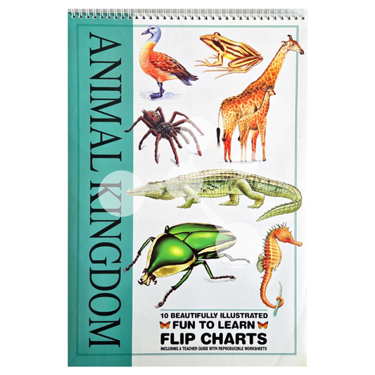 Animal kingdom flip chart cover with illustrated animals for biology learning