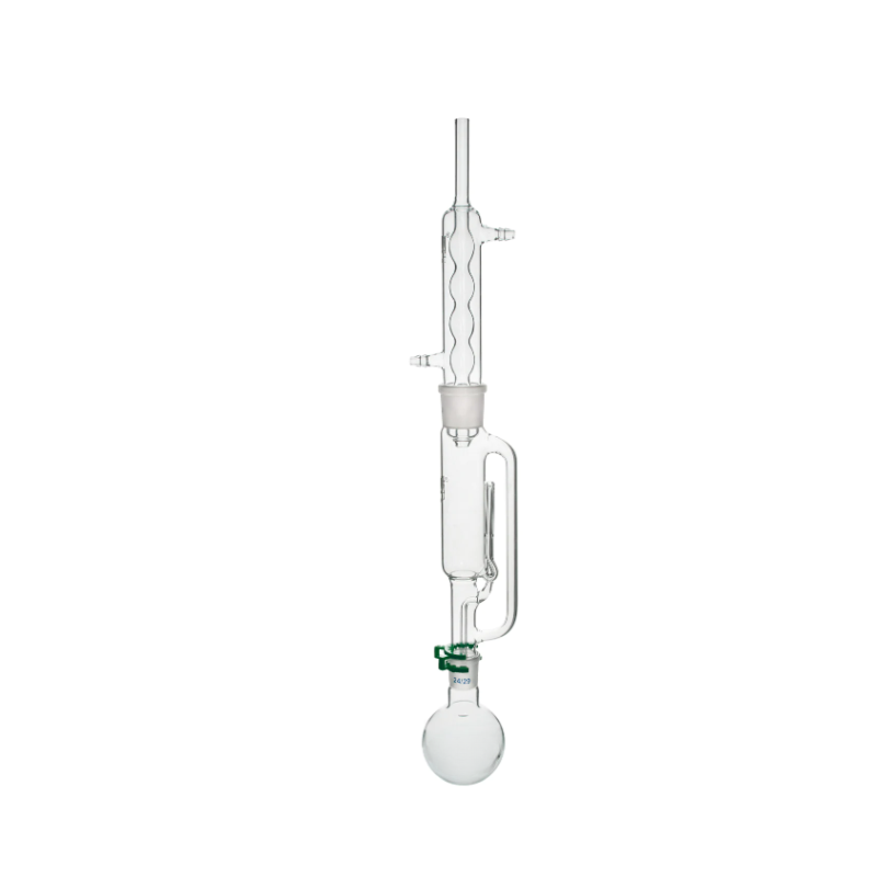 Soxhlet extraction apparatus with coil condenser for continuous solid-liquid extraction