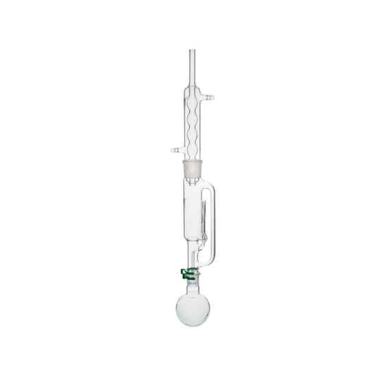 Soxhlet extraction apparatus with coil condenser for continuous solid-liquid extraction