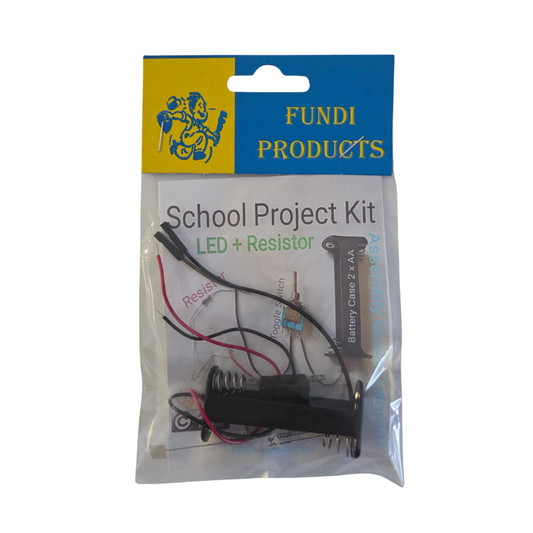Fundi Products LED and Resistor school project kit in sealed packaging, sold by SmartLabs for CAPS Technology Electrical Systems