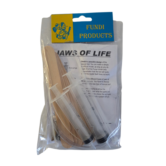 Fundi Products Jaws of Life school project kit in sealed packaging, sold by SmartLabs for CAPS Technology Mechanical Systems