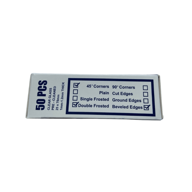 7107 Microscope Slide, Double Frosted, Beveled Edges 45 corner 50pcs/box
