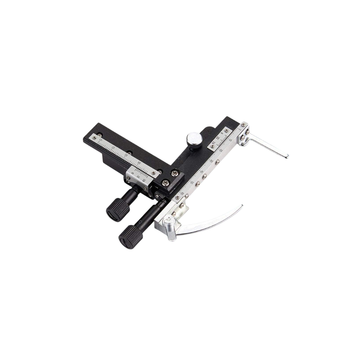 Detached double-layer mechanical stage attachment with slide clip arm and X-Y control knobs