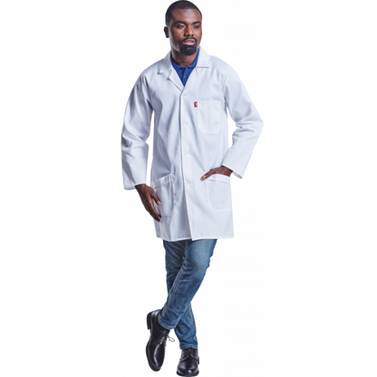 GFOX acid resistant white lab coat for chemistry labs handling strong acids, SmartLabs South Africa