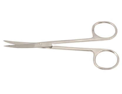 Stainless steel dissecting scissors 110 mm curved fine point for precision lab work