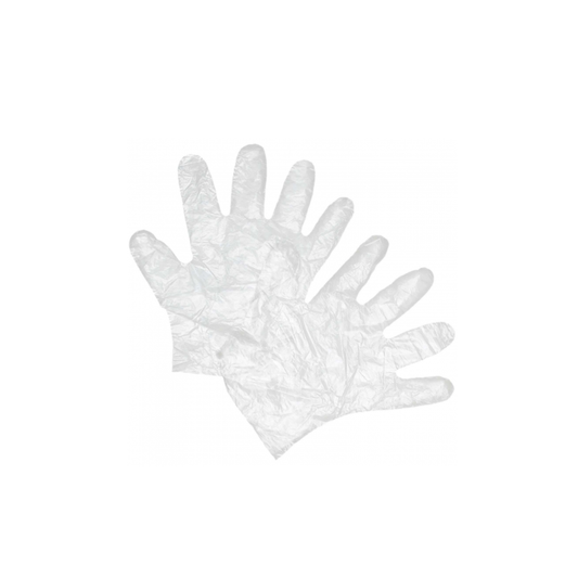 Pair of clear disposable PE gloves