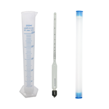 Alcohol hydrometer 0-100% ABV with 250ml glass measuring cylinder for spirits testing