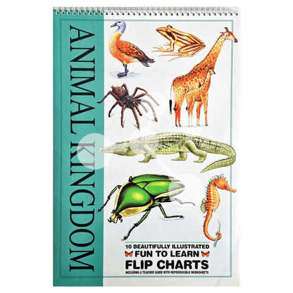 Animal kingdom flip chart cover with illustrated animals for biology learning