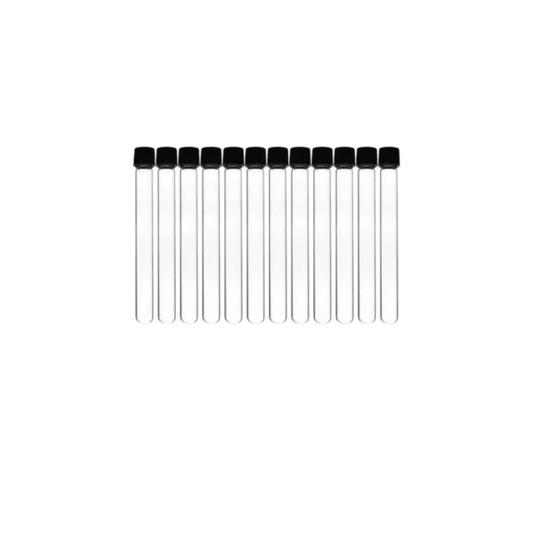 Borosilicate 3.3 glass test tube with plastic screw cap for sample storage and chemical testing