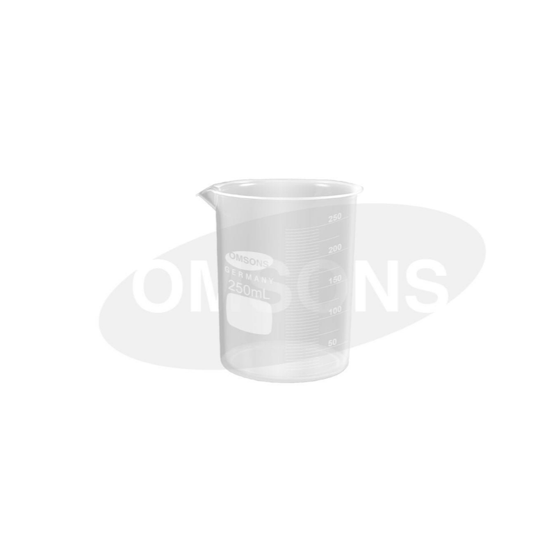 Polypropylene laboratory beaker with graduated markings and pouring spout