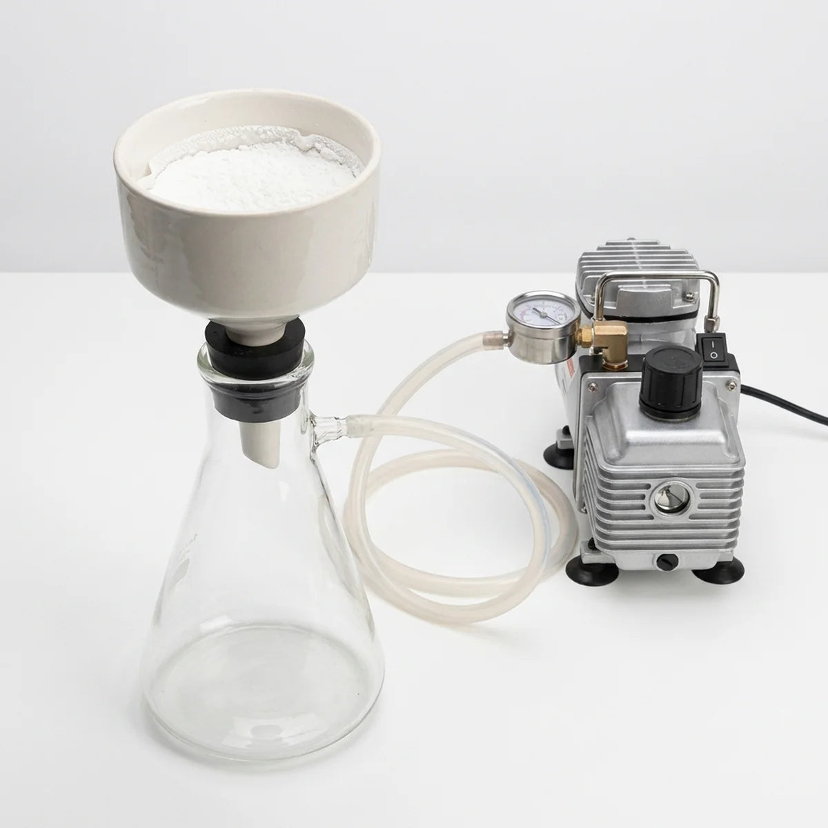 Buchner funnel vacuum filtration setup