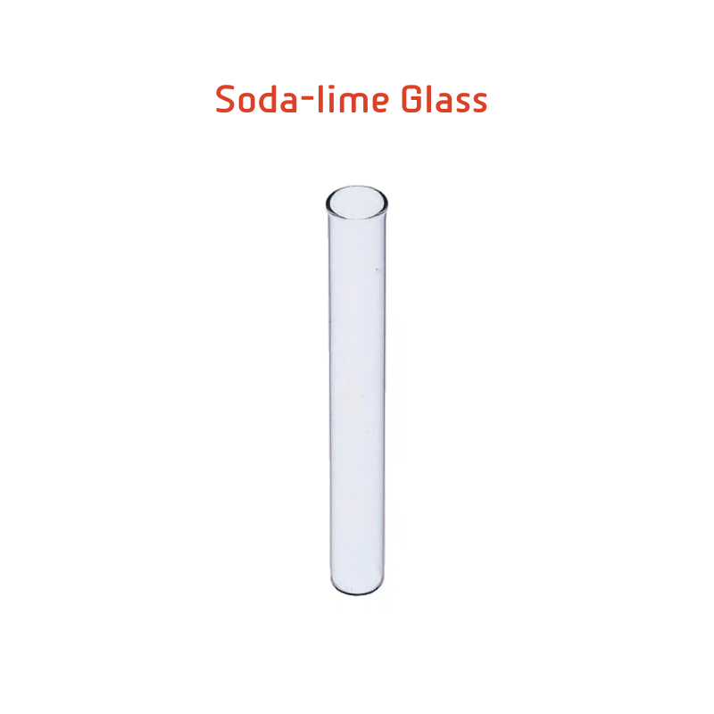 Soda lime glass test tube without rim for standard laboratory heating and chemical testing