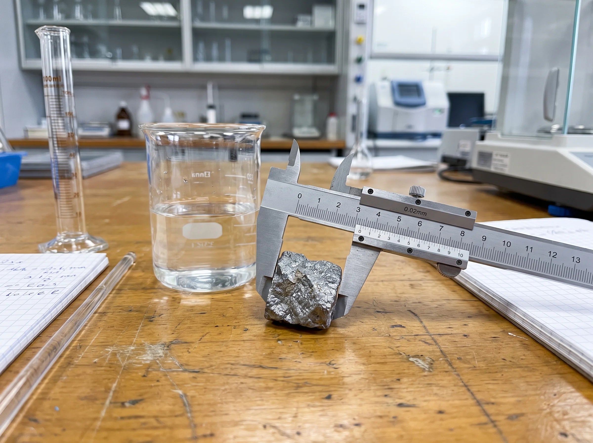 Measuring a specimen for a density calculation
