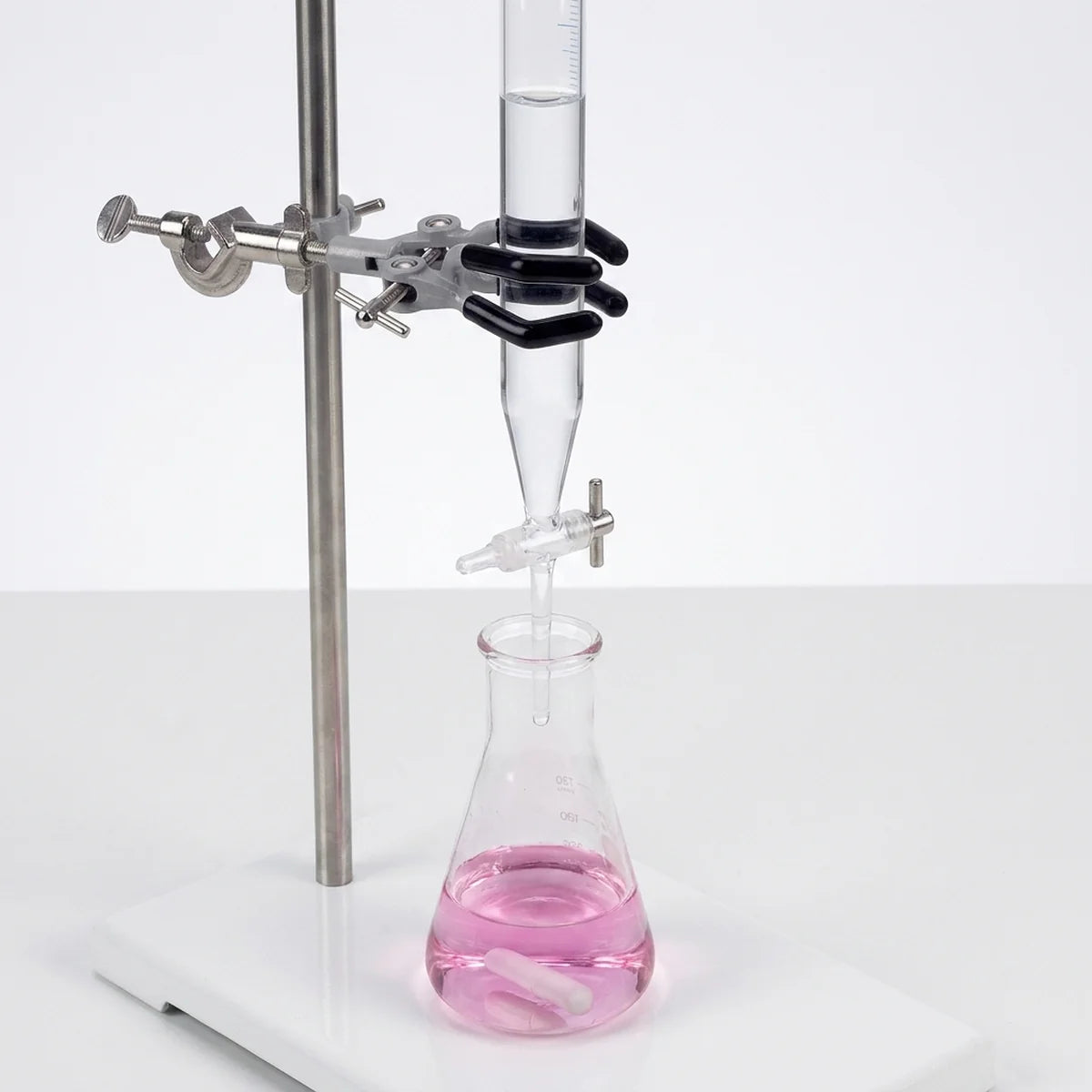 Burette clamped for titration