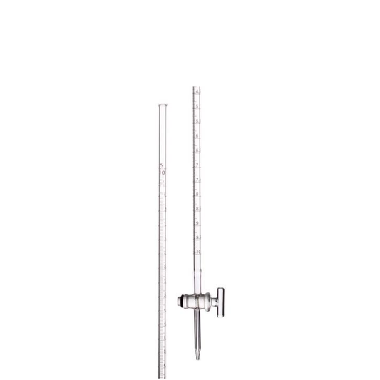 Straight bore glass burette with glass key stopcock, Class B