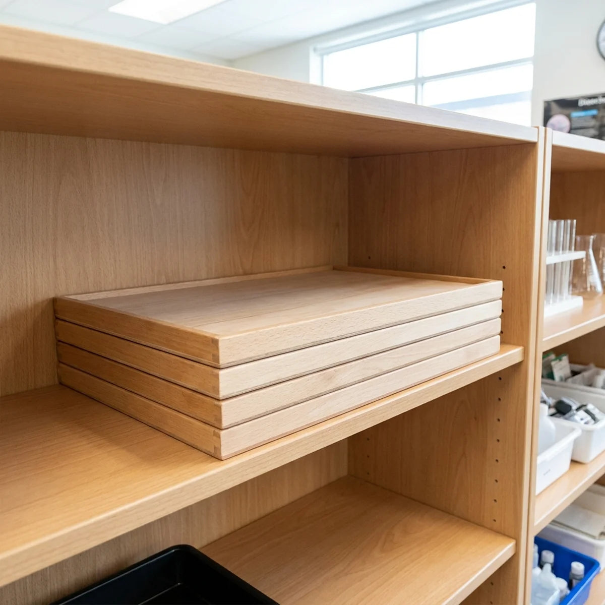 Stack of wooden dissecting boards