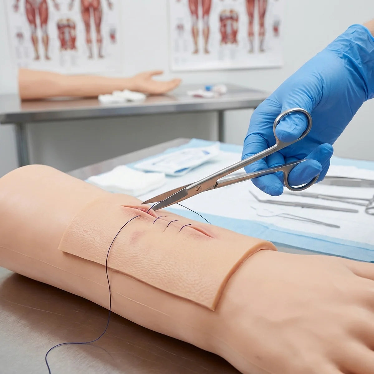 Dissecting scissors used for suture training
