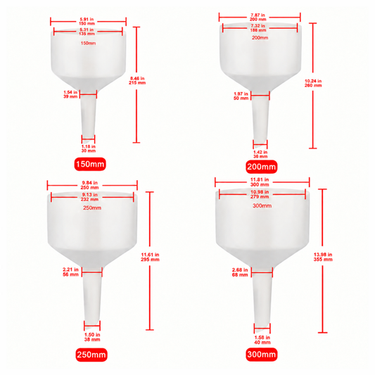 Glazed porcelain Buchner funnel, 60mm to 300mm sizes
