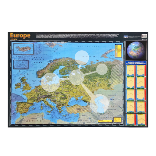 Europe Wall Chart Physical Map