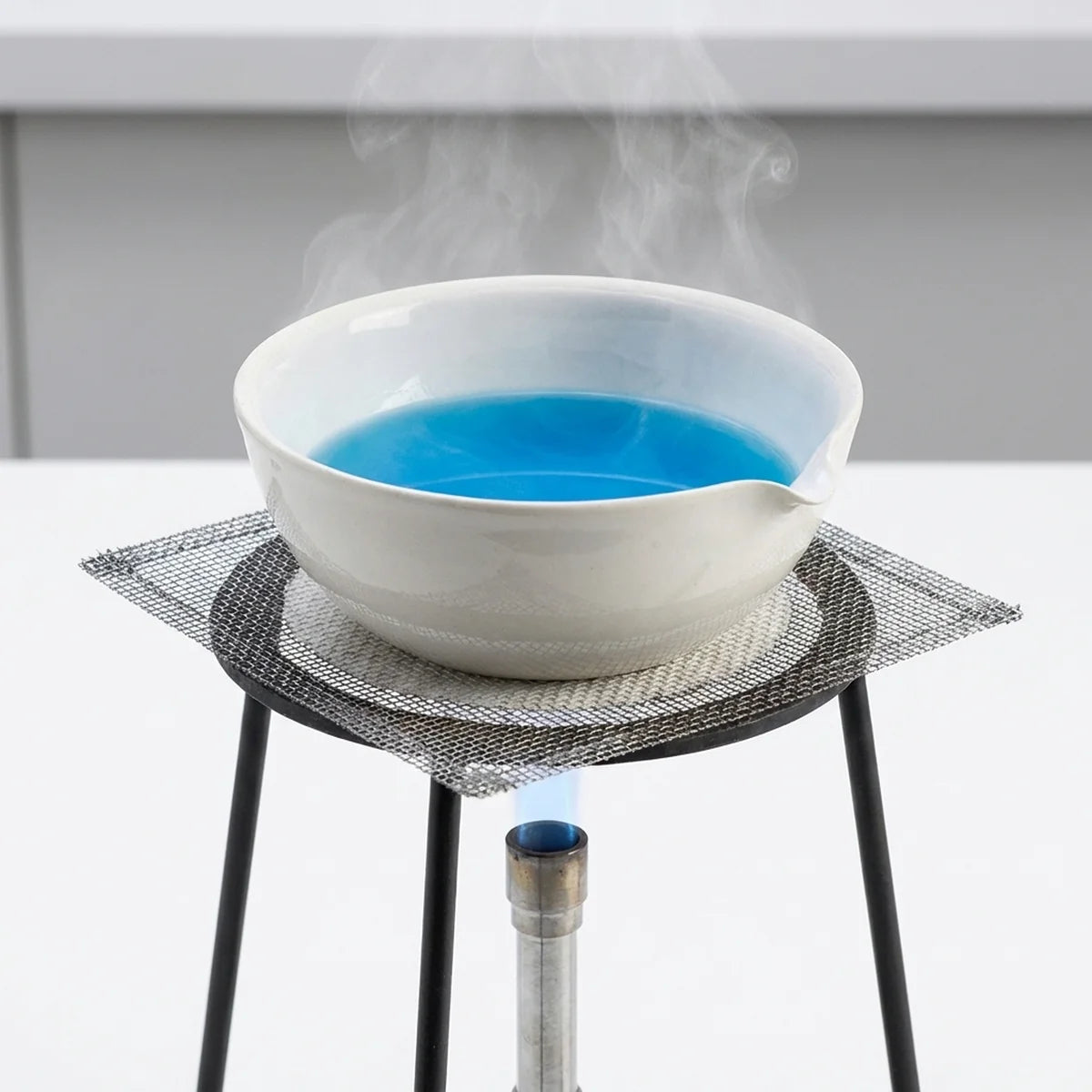 Evaporating dish heating solution on tripod