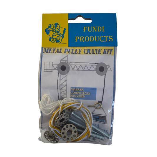 Fundi Products Metal Pulley Crane Kit in sealed packaging, sold by SmartLabs for CAPS Technology Mechanical Systems