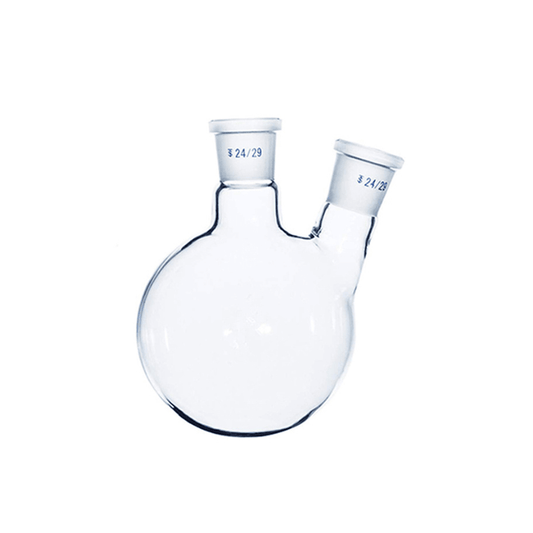 Flask Round Bottom, Angled Shape, Two Necks