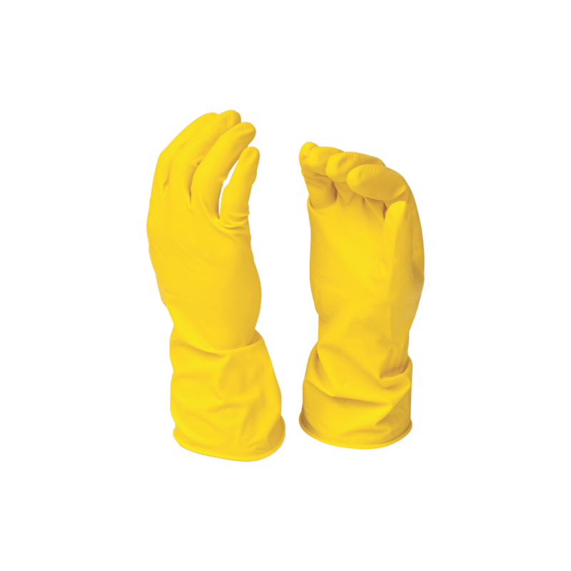 Yellow flock-lined household rubber gloves for lab cleaning and chemical handling — SmartLabs South Africa