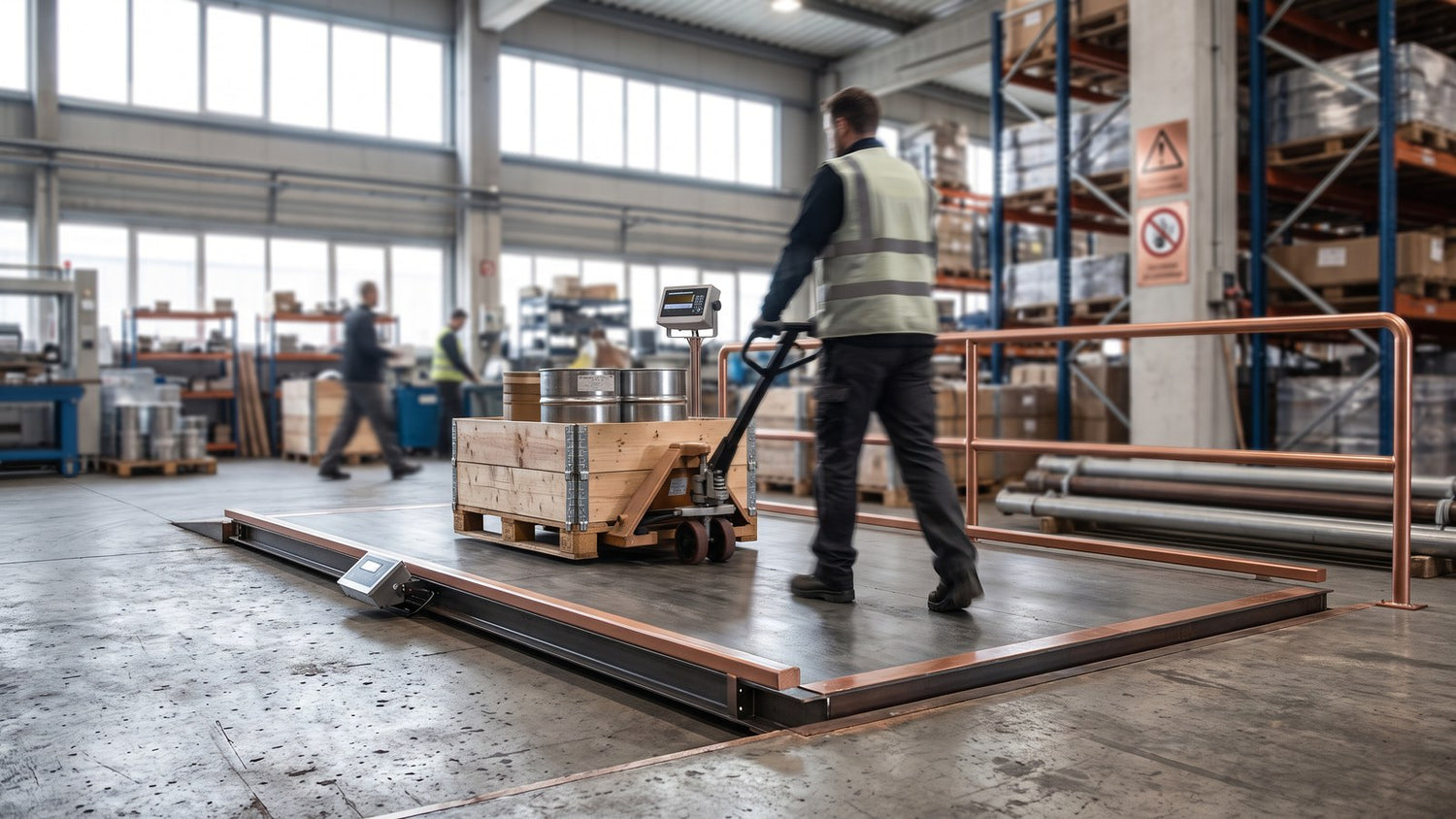 Heavy duty platform scale in warehouse