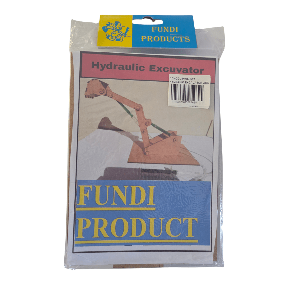 Hydraulic Excavator Arm School Project Kit with syringe-driven boom, arm and bucket