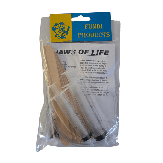 Fundi Products Jaws of Life school project kit in sealed packaging, sold by SmartLabs for CAPS Technology Mechanical Systems