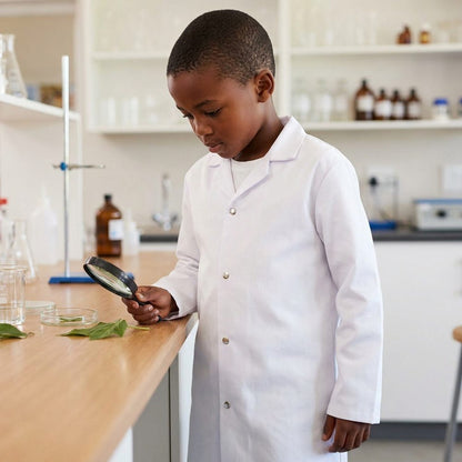 Kids Lab Coat No Pockets and Press Studs - White (Ages 3-14)