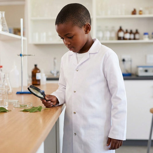 Kids Lab Coat No Pockets and Press Studs - White (Ages 3-14)