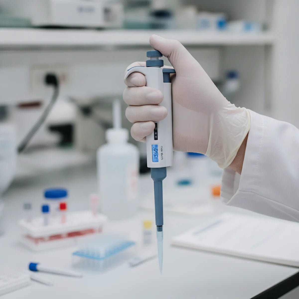 Adjusting the volume dial on a mechanical micropipette
