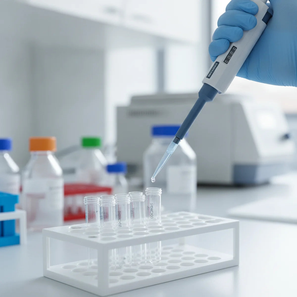 Transferring liquid into microcentrifuge tubes with a mechanical pipette