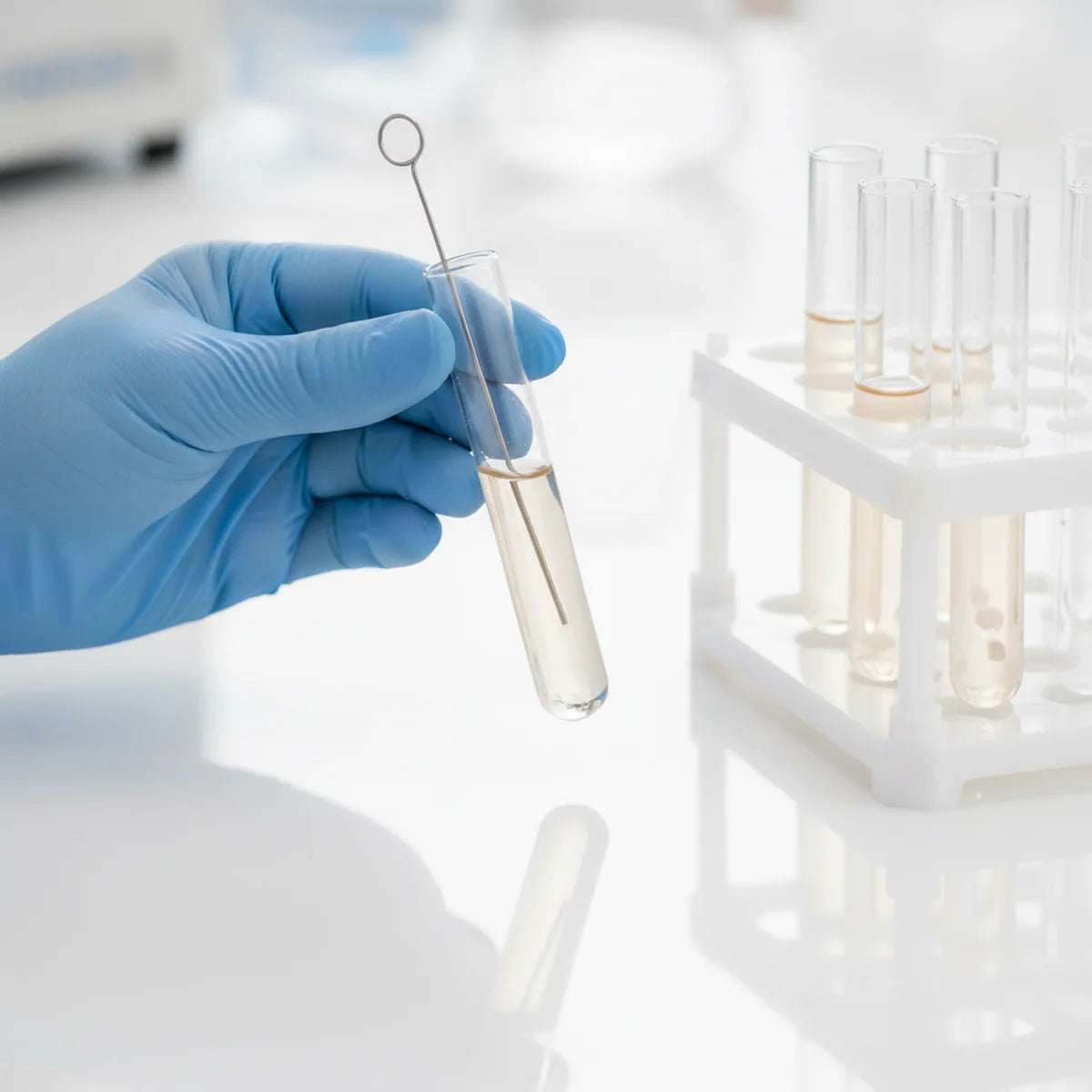 Inoculation loop transferring liquid culture