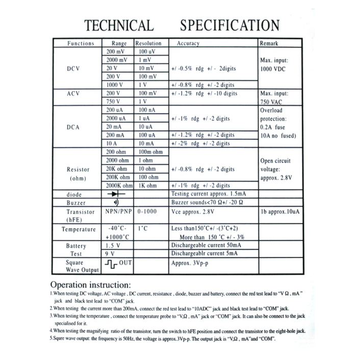 Mini Digital Multimeter