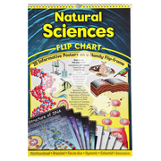 Natural sciences flip chart cover with multiple science topics overview