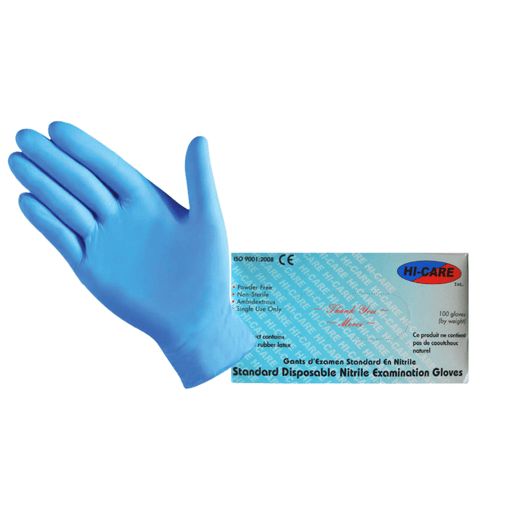Nitrile Examination Powder Free Glove (Blue) - Box of 100
