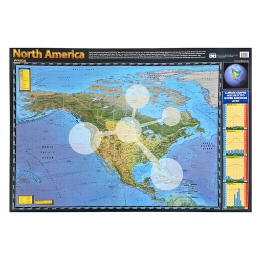 North America Wall Chart Physical Map