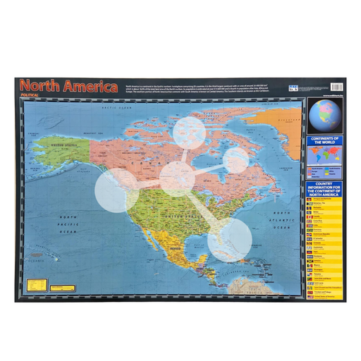 North America Wall Chart Political Map