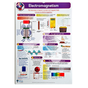 Electromagnetism poster showing electric current magnetic fields and induction