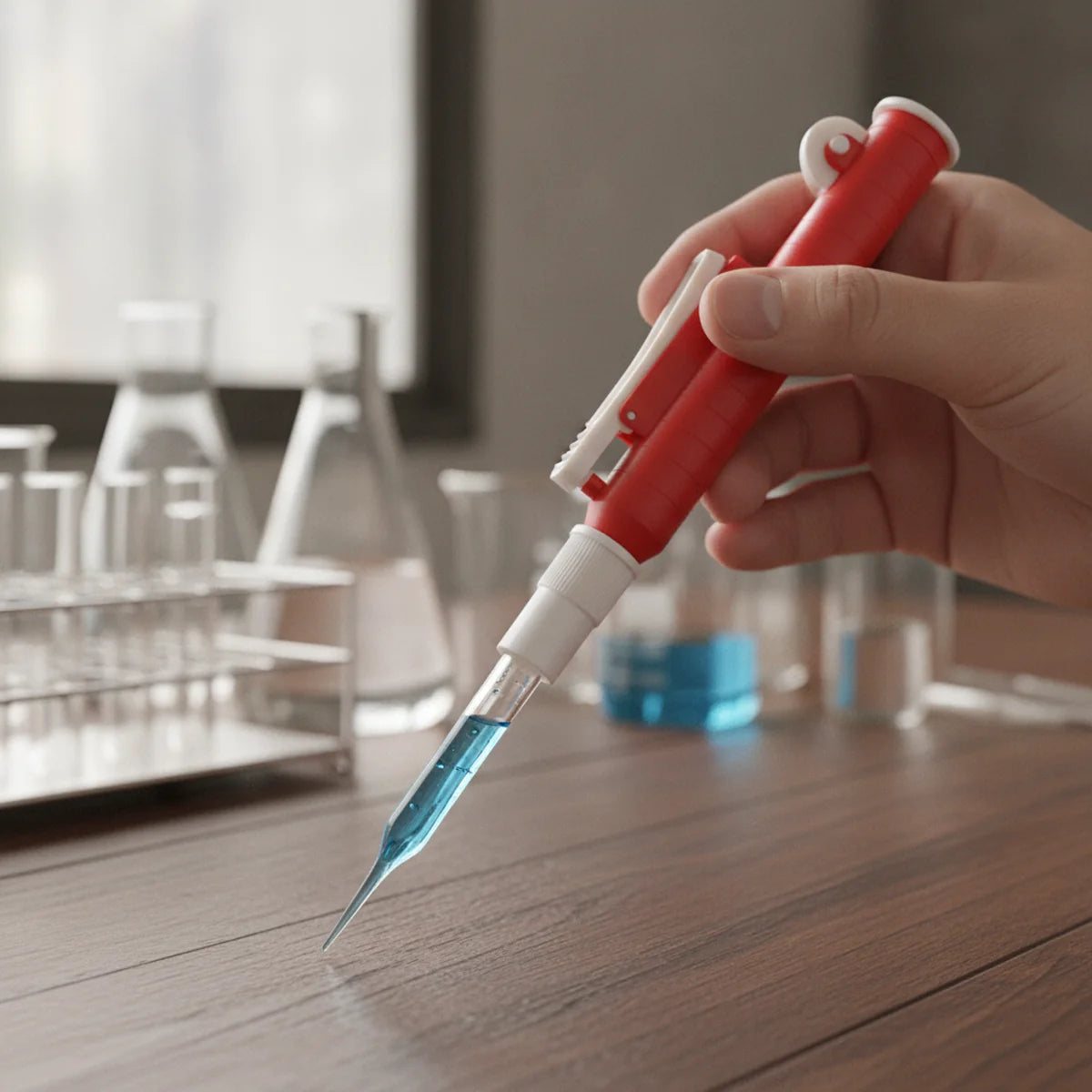 Operating the thumbwheel on a pi-pump style pipette filler