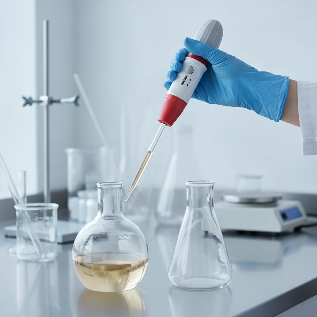 Transferring high-volume liquid with a pipette pump