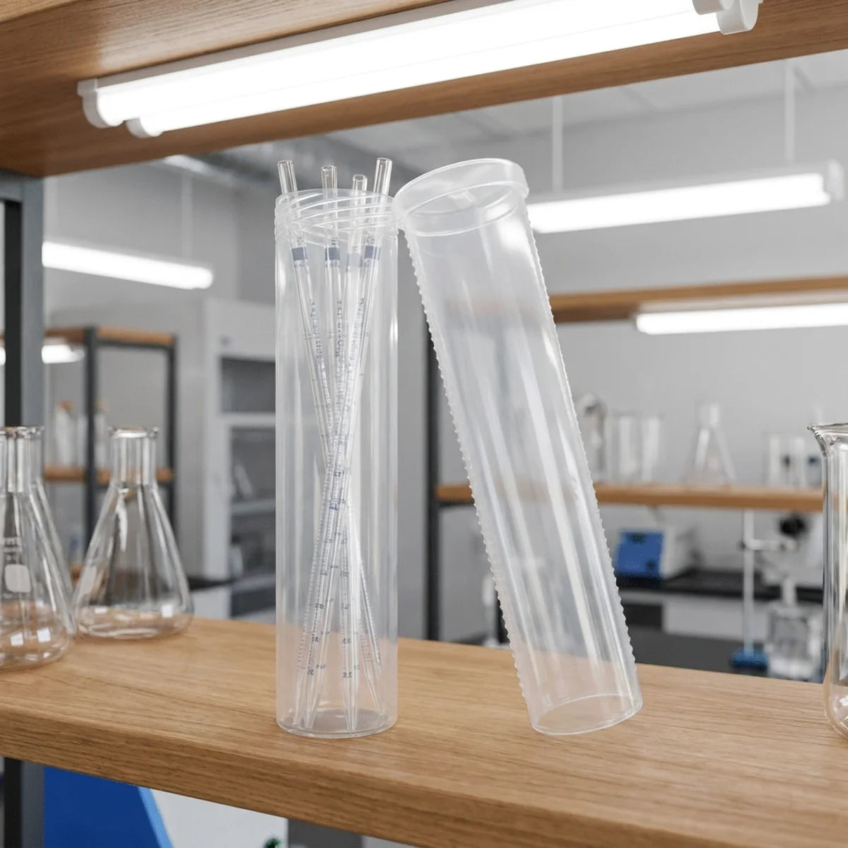 Pipettes stored in a storage box