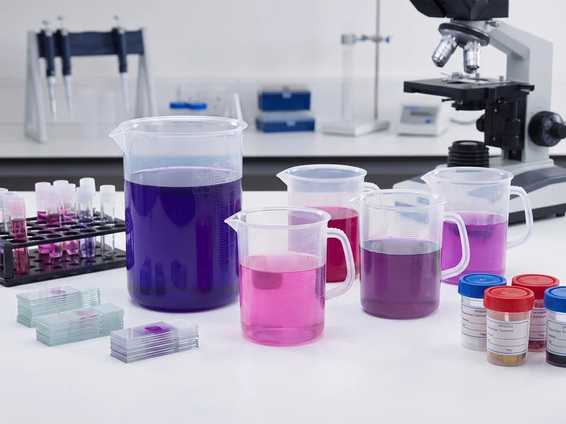 Plastic beakers biological sample handling